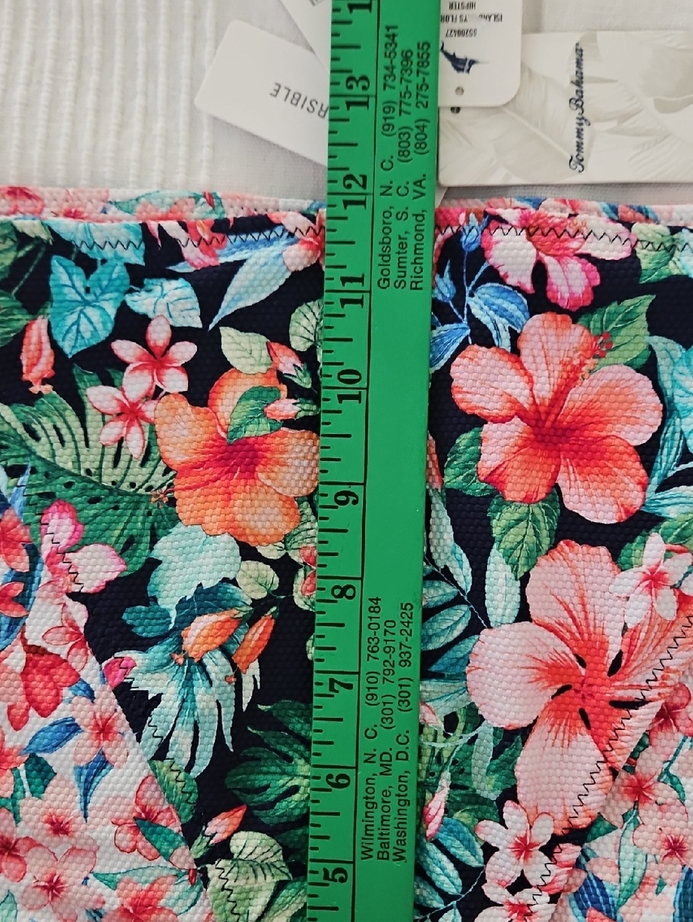 Tommy Bahama Reversible Hipster Textured Bikini Bottom: Navy/Floral/Tropical: XL - Picture 12 of 13